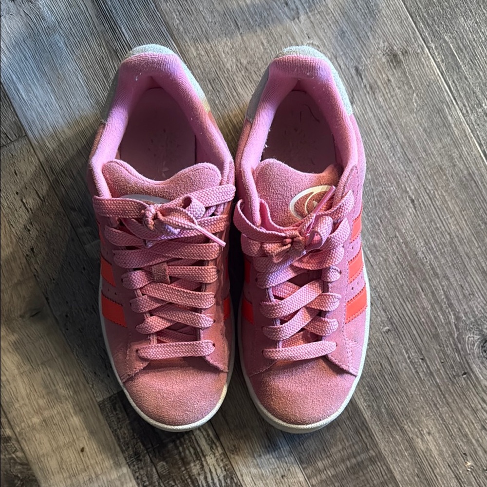 Adidas Pink Sneakers with Bold Orange Accents